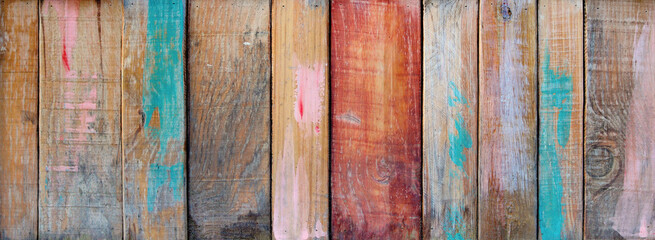 weathered wooden boards with worn colors - eco vintage banner background for hipsters