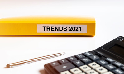 Trend 2021 inscription word. Financial and business concept