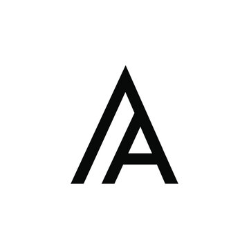 Letter 'A' form and mountain combined together.Line vector logo.