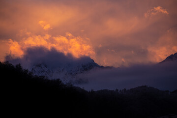 sunset over the mountains