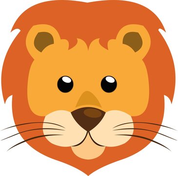 Vector illustration the face of a cute lion cartoon