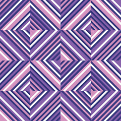 Background geometric abstract design in violet, lilac, pink colors. Abstract seamless pattern. Diagonal stripes shapes. Vector illustration. 
