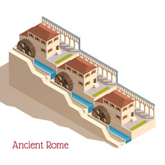Ancient Rome Isometric Watermills