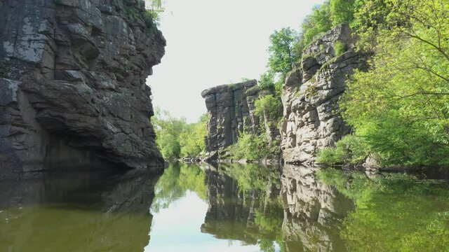 River in the stone canyon of the village of Buki