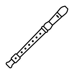 Recorder flute musical instrument line vector icon for music apps and websites