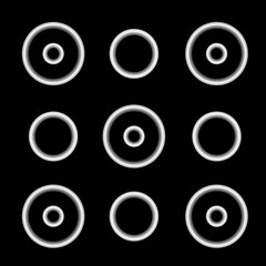 Abstract background of white circles on a black background. Vector background illustration