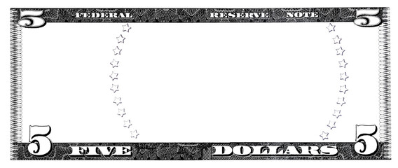 U.S. 5 dollar border with empty middle area