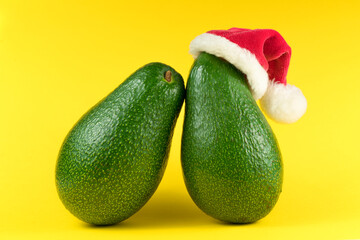 fresh avoado on yellow background