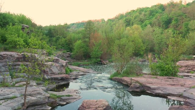 River in the stone canyon of the village of Buki