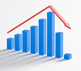 Business and bankruptcy concept. Bankrupt graph with recession