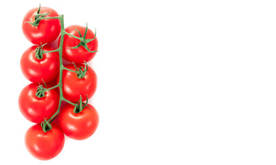 Chili tomatoes on white background, close up
