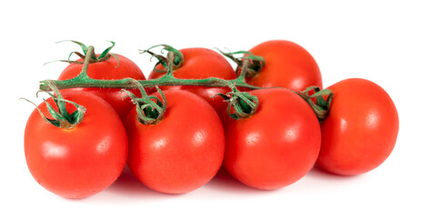 Chili tomatoes on white background.