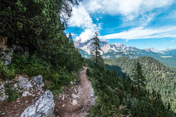 Dolomites mountain landscape in the mountains, path
