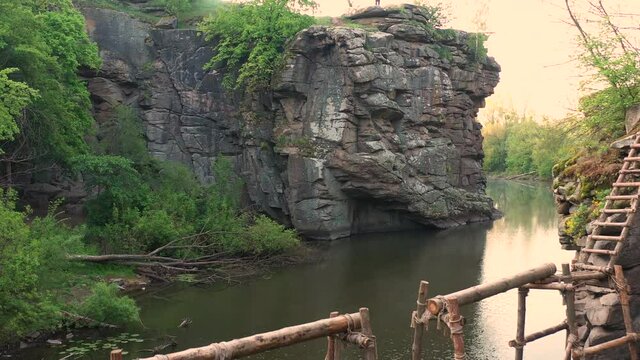 River in the stone canyon of the village of Buki