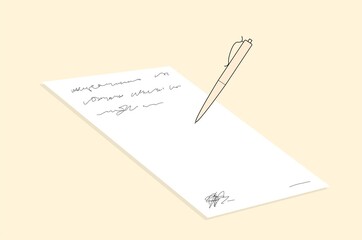 writing on an open note book to write business draft. Write business diary concept. Trendy line draw graphic design vector illustration