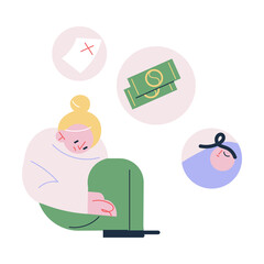 Unemployed woman suffering feeling unable to find job to have money and feed small baby