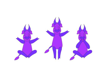 Three cows symbol of the year 2021 do yoga