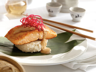 Grilled Salmon with Peanut sauce