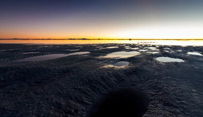 Sunset from Uyuni Saline (Salar de Uyuni), Aitiplano, Bolivia © Jersson Tello