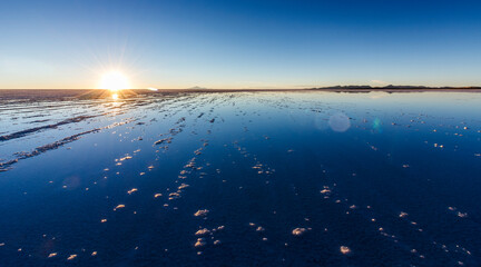 Sunset from Uyuni Saline (Salar de Uyuni), Aitiplano, Bolivia