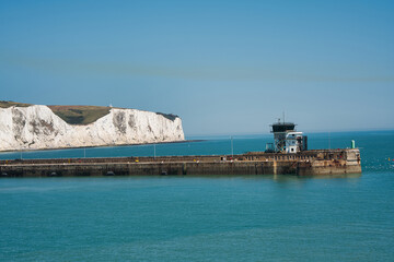 White cliffs of Dover, UK as seen from the ferry approaching the port of Dover