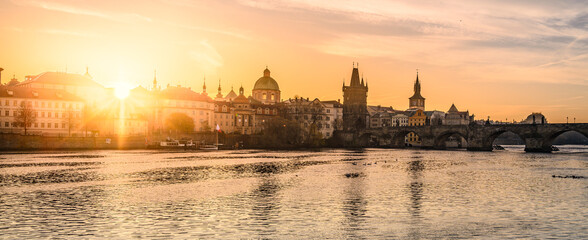 Morning at Vltava River in Prague
