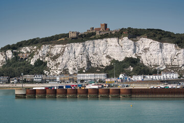 Port of Dover with Castle on the hill as the background