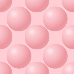Bubble print Vector illustration in 3D style Seamless pattern with pink balls on light pink background