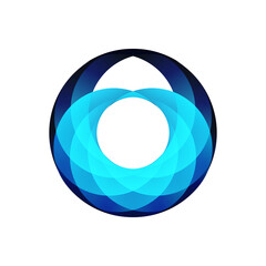 Blue dynamic circle logo suitable for corporate identity. Modern corporate icon, concep gradient design elements. Abstract isolated spiral symbol pattern. Jpeg