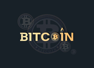 Naklejka premium Bitcoin concept. Cryptocurrency logo sigh. Digital money, finance symbol. Vector illustration 