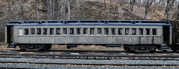 Vintage and classic railway train car - Powered by Adobe