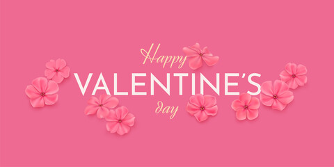 Valentine's day horizontal greeting card with flowers