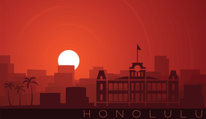 Honolulu Low Sun Skyline Scene