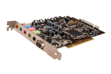 professional computer device external sound card for playback and recording, mixer, audio inputs...