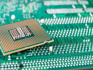 CPU connector on the circuit motherboard with pressure contacts for connecting a silicon...