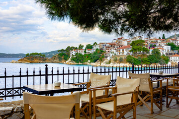 The old town of Chora in island Skiathos, Greece