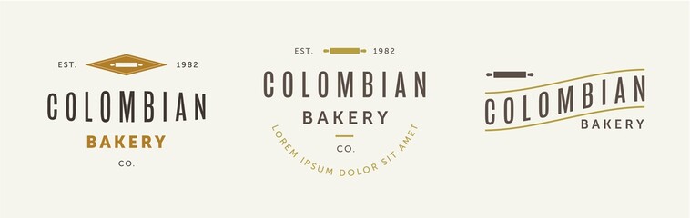 Vintage Colombian Bakery Logo Badges Sign Template