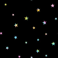 big rainbow glitter stars seamless pattern fun celestial galaxy night sky background