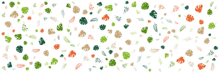 
Luxury leaf art deco wallpaper. Nature background vector. Floral pattern with tropical plant line art on trendy color background. Vector illustration