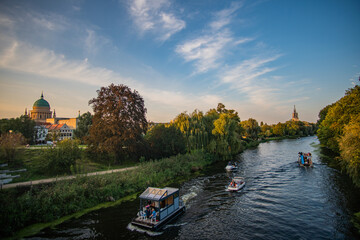 View of the Havel river in Potsdam from bridge in summer with blue sky, Germany - obrazy, fototapety, plakaty