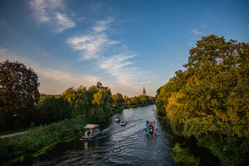 View of the Havel river in Potsdam from bridge in summer with blue sky, Germany