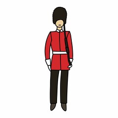 england guard doodle icon, vector color illustration