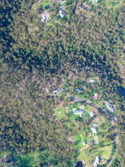 Panoramic Aerial view of Dural a country suburb in Sydney NSW Australia with lush green trees and...