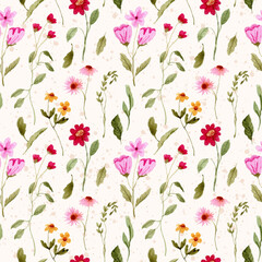 tiny floral garden watercolor seamless pattern