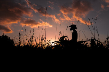 Biker at sunset