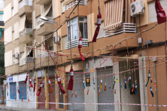 Masclets prepared to be shot during a masclet&agrave; de fallas in Valencia