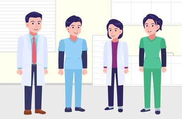 Young and healthy healthcare professionals with background