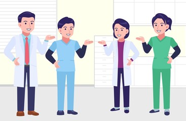 Young and healthy healthcare professionals with background