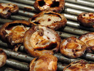 Grilled shitake mushrooms with shoyu sauce for appetizer