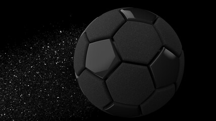 Naklejka premium Soccer ball with Particles under Black Background. 3D sketch design and illustration. 3D CG. 3D high quality rendering. 